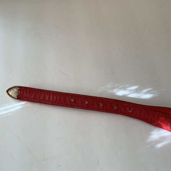 JUSTIN RED TOP GRAIN COWHIDE RED LEATHER SILVER BRAID 3055R SZ 28 ORNATE BUCKLE - Picture 6 of 6
